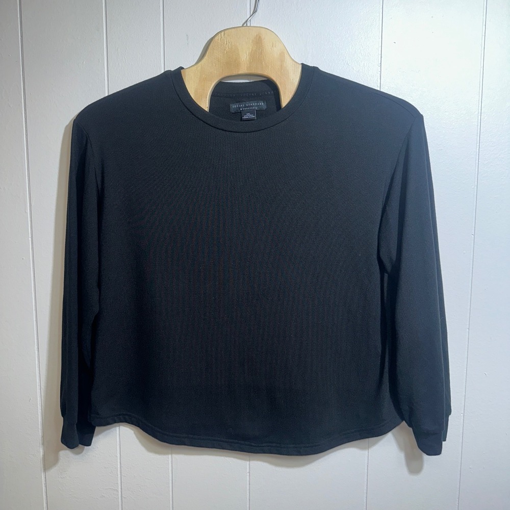 Social‎ Standard by Sanctuary Womens XXL Black Ribbed Long Sleeve Top ZSS728504